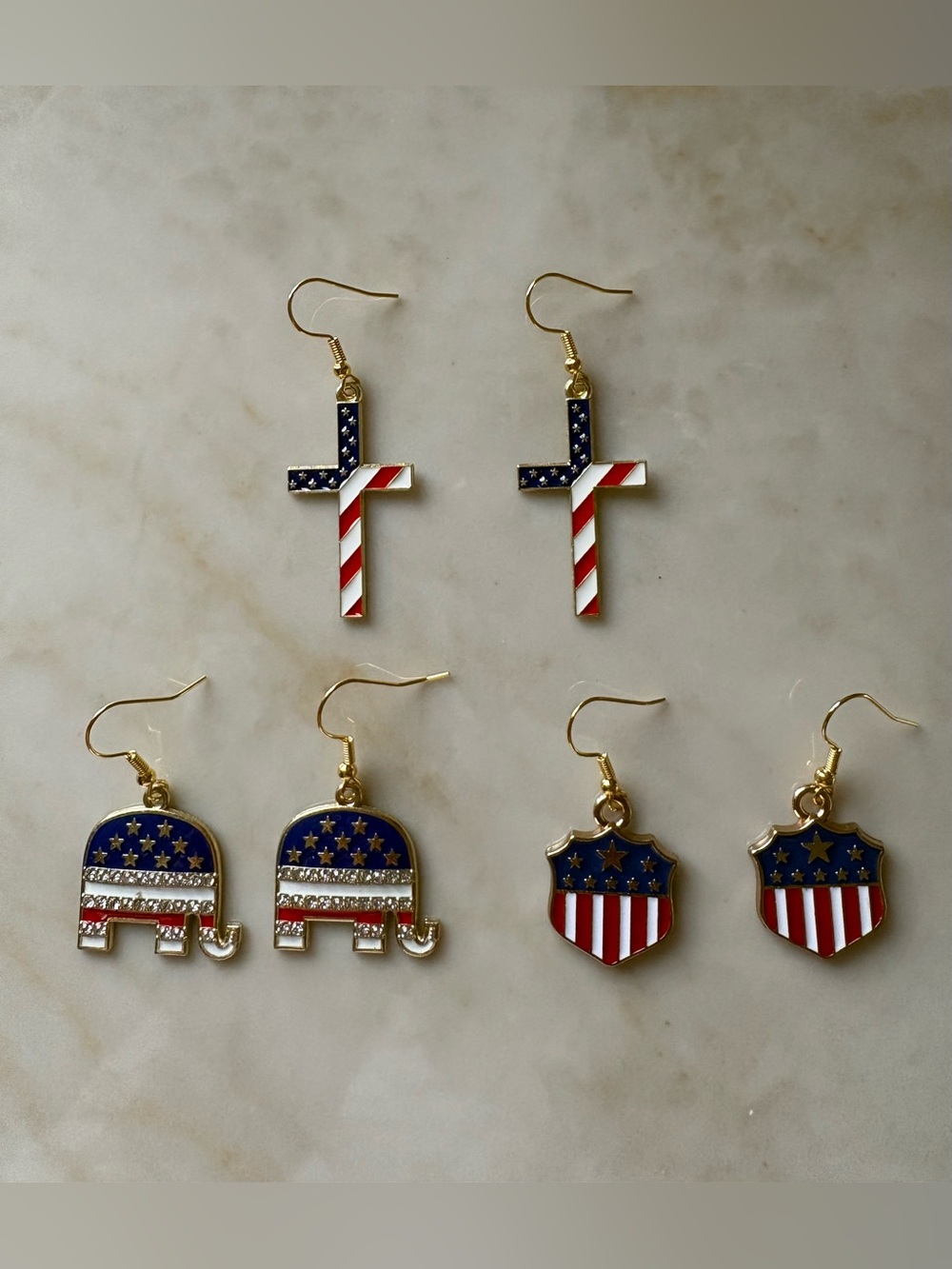 Patriotic Earrings Set - Blue, Red, White